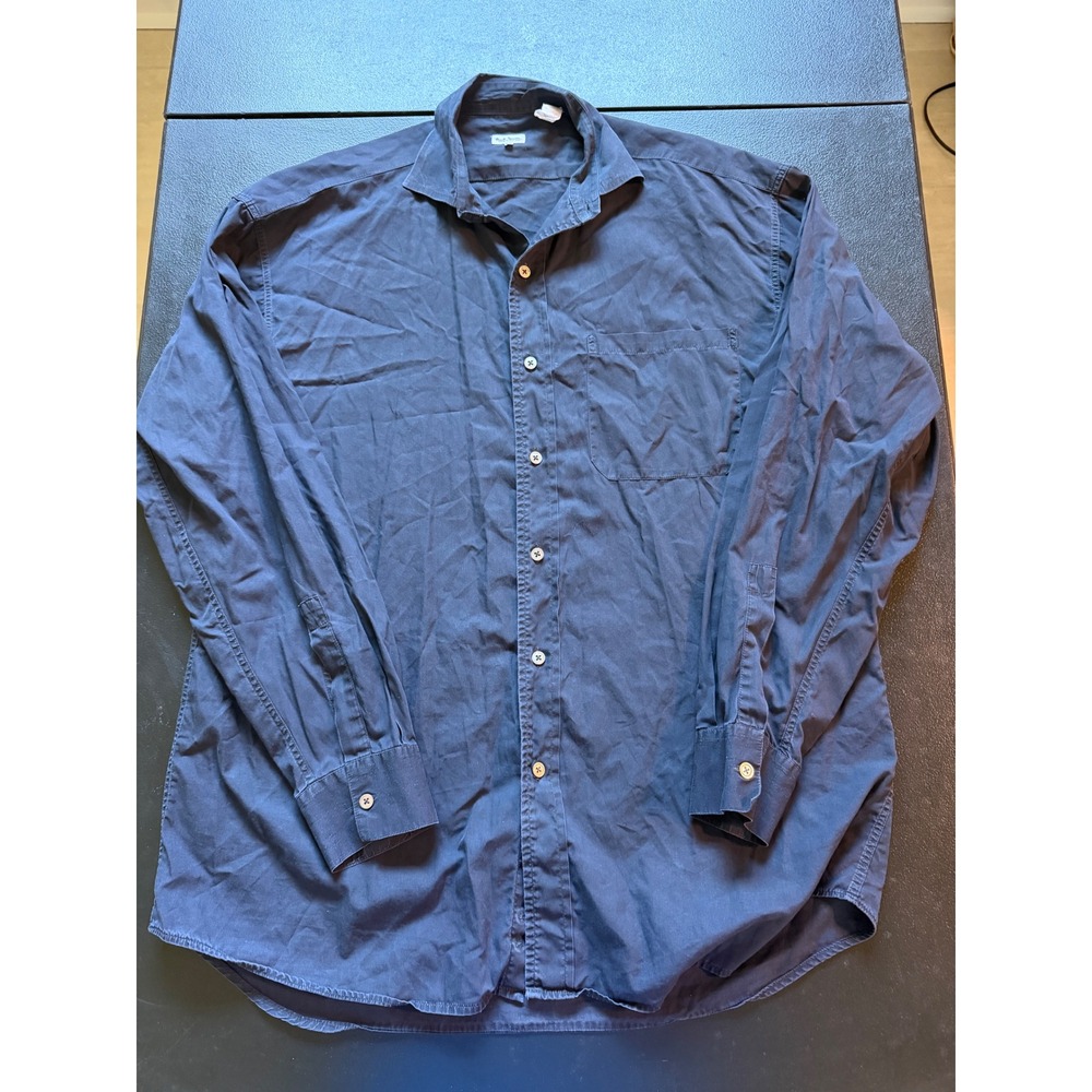 Paul Smith Mens Navy Blue Cotton Button Down Shirt Made in England 15.5 39cm